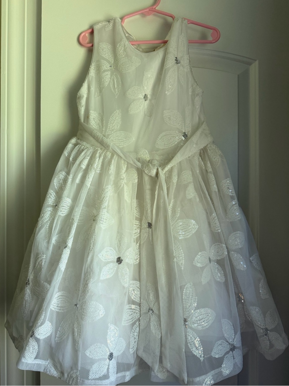 Place Ivory Sequin Floral Tulle Dress